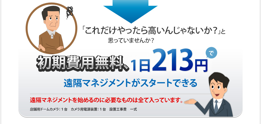 「これだけやったら高いんじゃないか？」と思っていませんか？初期費用無料、1日170円で導入が可能